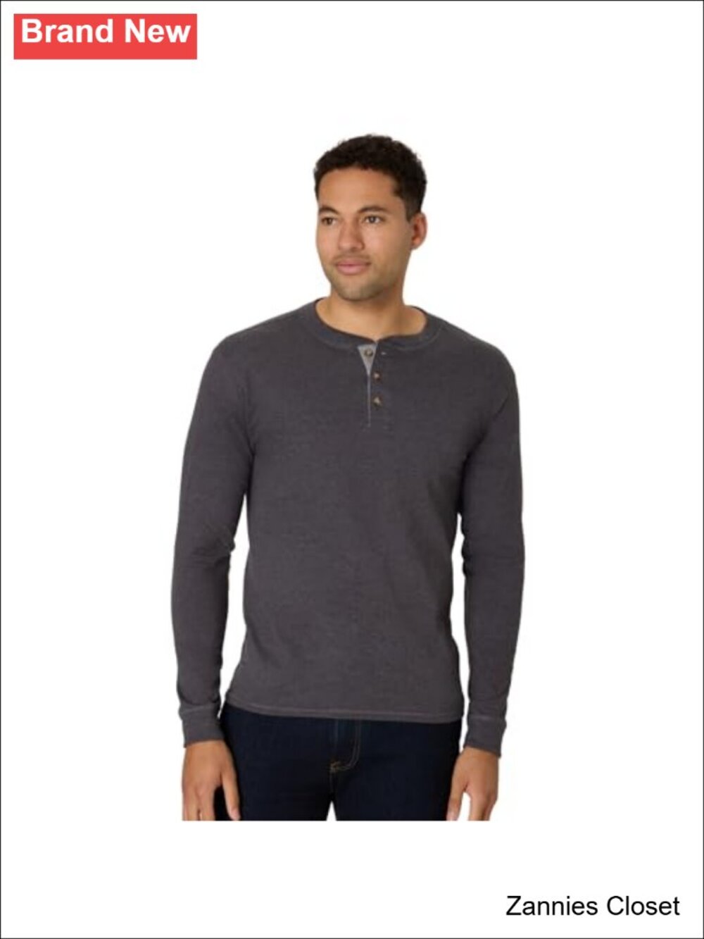 β¨Hanes Men's BeefyT Henley Long Sleeve Cotton T-Shirt Button Placket Tee